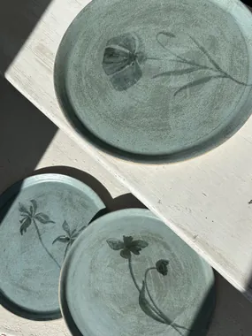 Hand painted floral plates